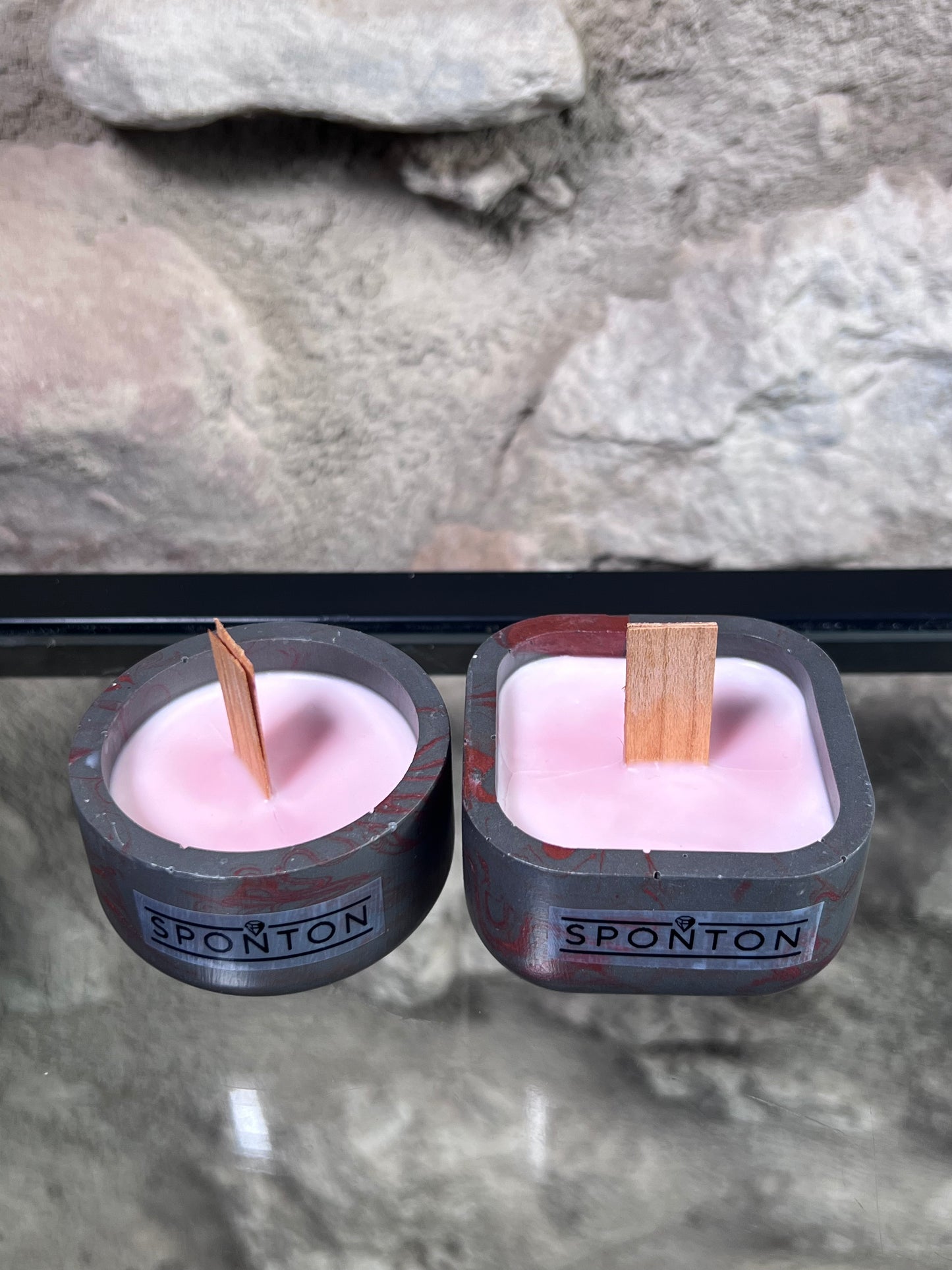 Marble Jesmonite candle Mini Gift set - Cinnamon