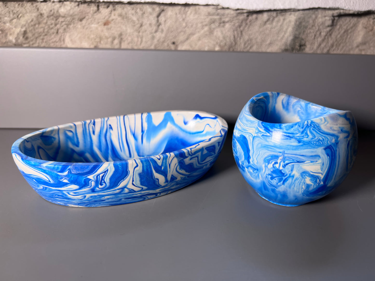 Blue Marble Jesmonite Vessel Gift set