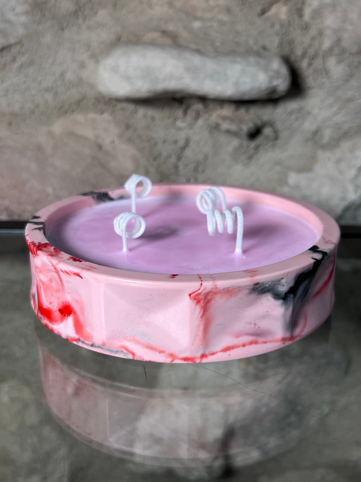 Marble Jesmonite Candle Supreme size - Pink