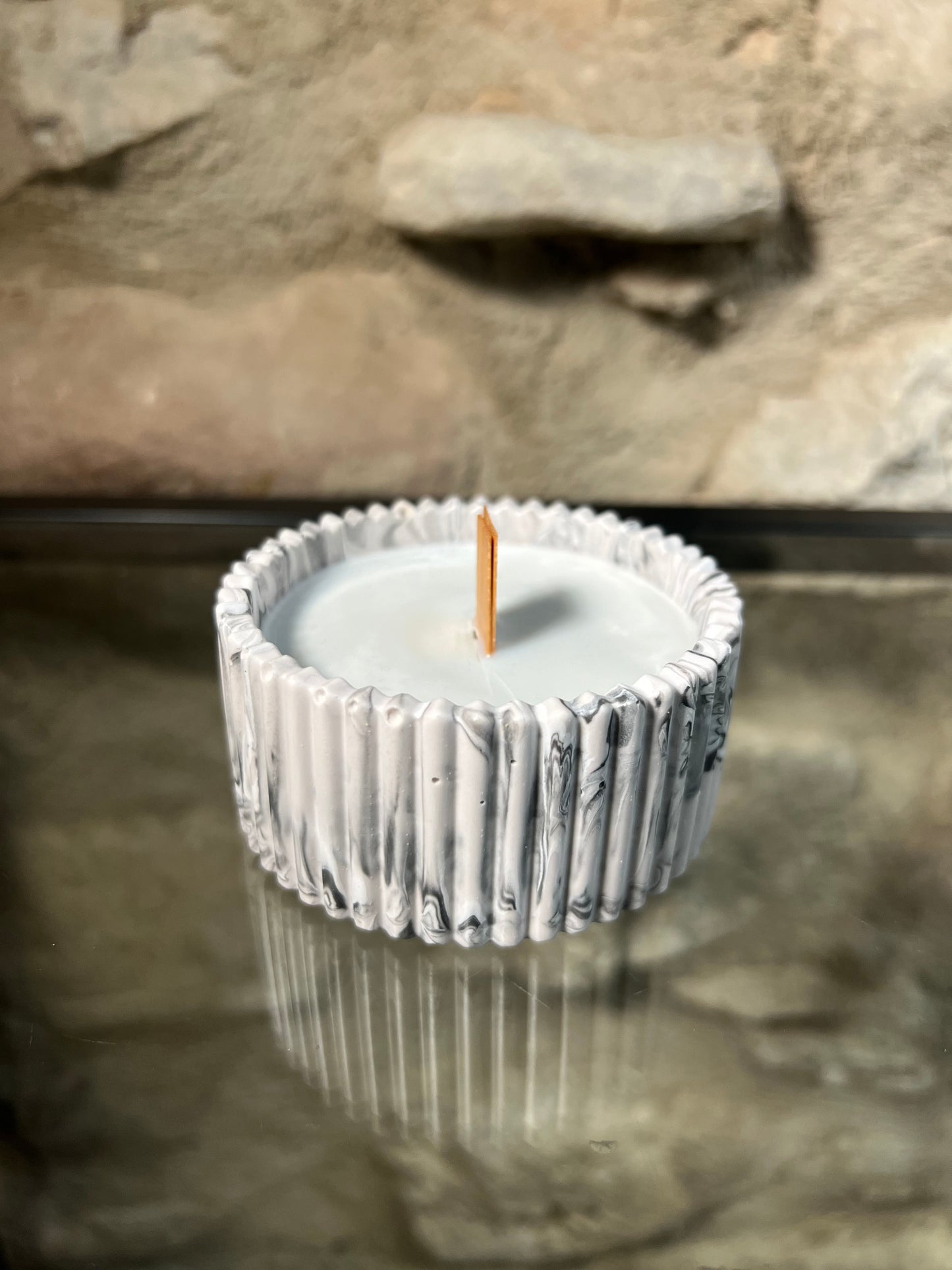 Marble Jesmonite Candle Supreme size - Grey