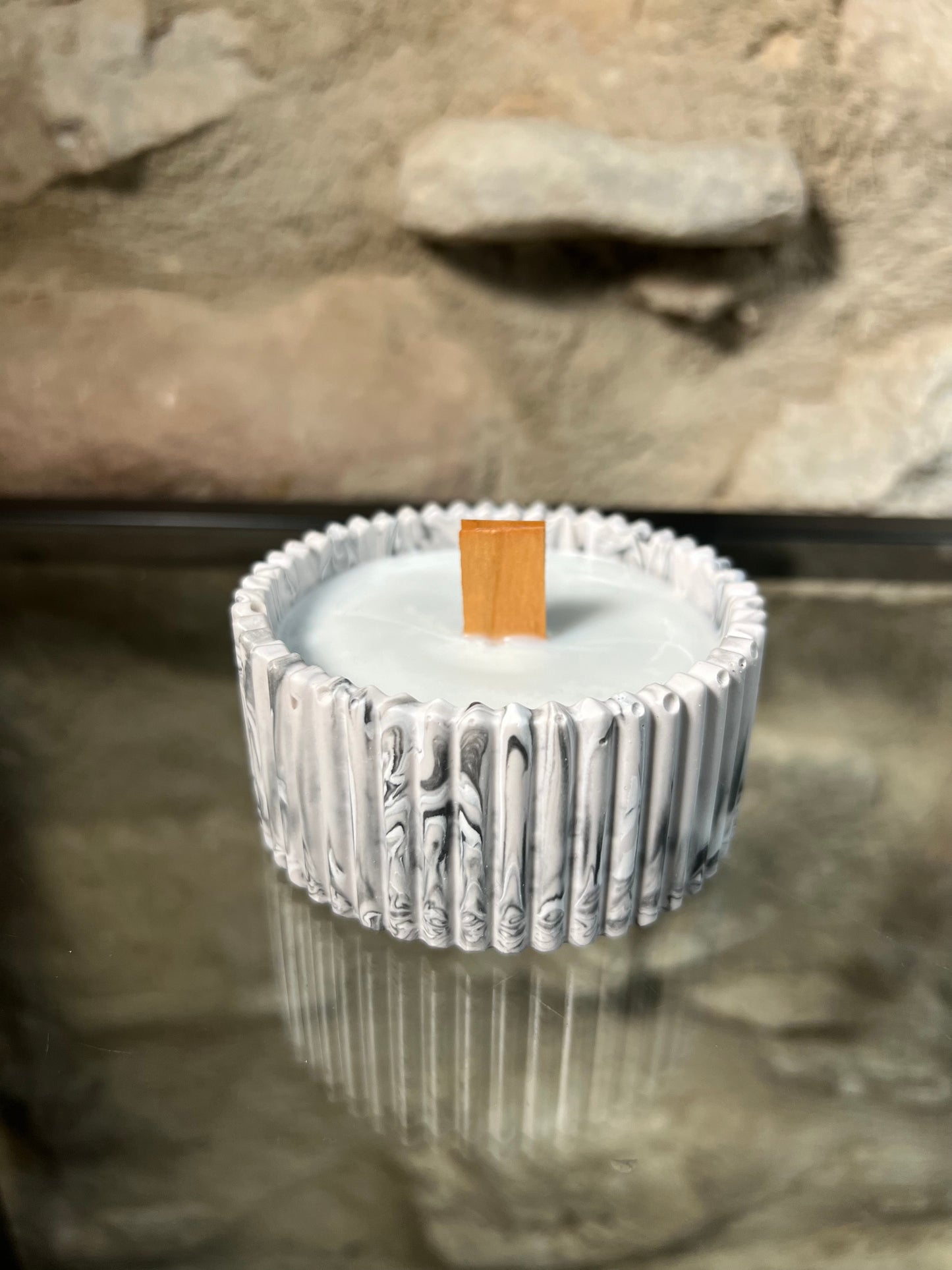 Marble Jesmonite Candle Supreme size - Grey