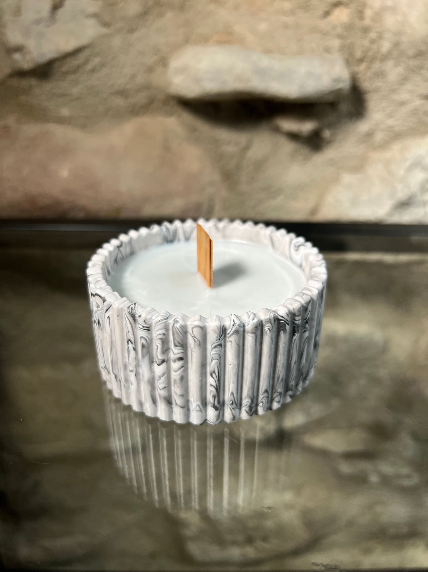 Marble Jesmonite Candle Supreme size - Grey