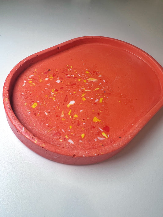 Terrazzo Jesmonite Mini Tray - Orange