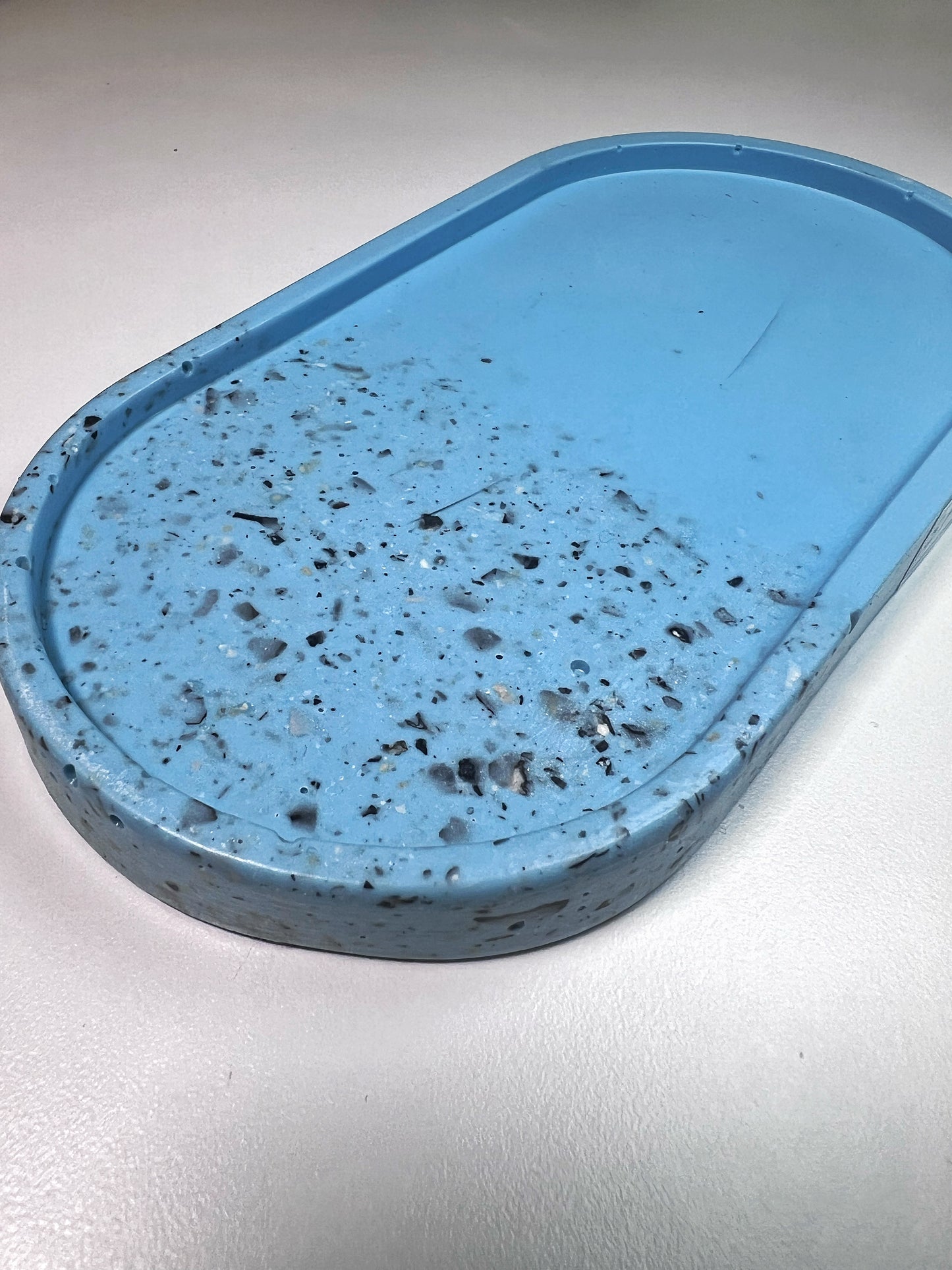 Terrazzo Jesmonite Tray - Medium Size - Aqua Blue