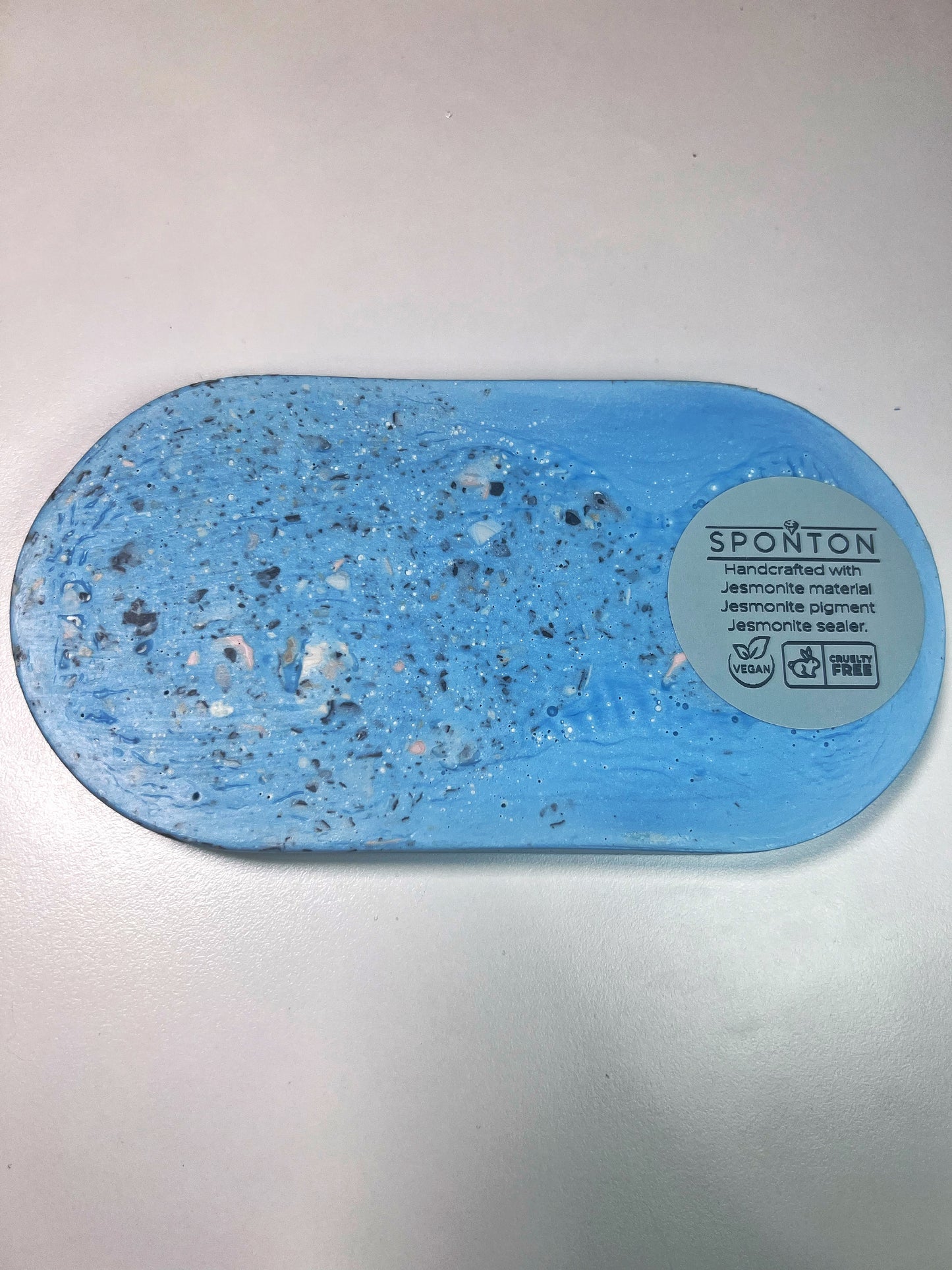 Terrazzo Jesmonite Tray - Medium Size - Aqua Blue