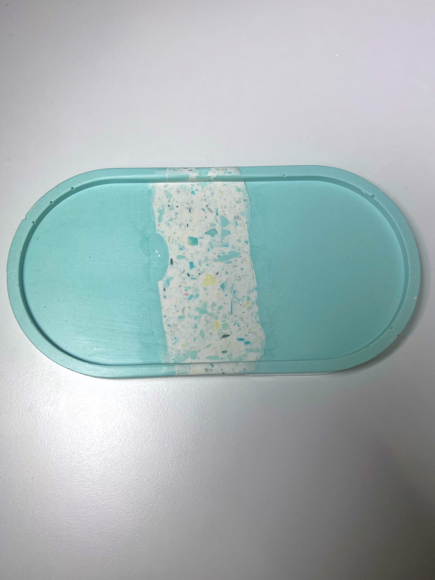 Terrazzo Jesmonite Tray - Medium size - Aqua green