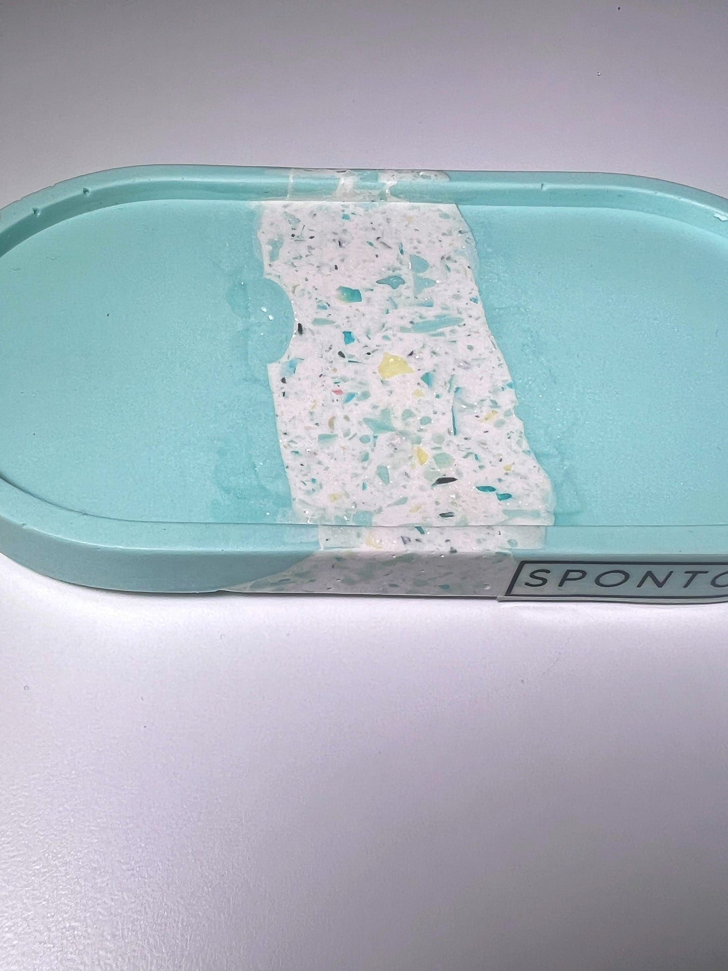 Terrazzo Jesmonite Tray - Medium size - Aqua green