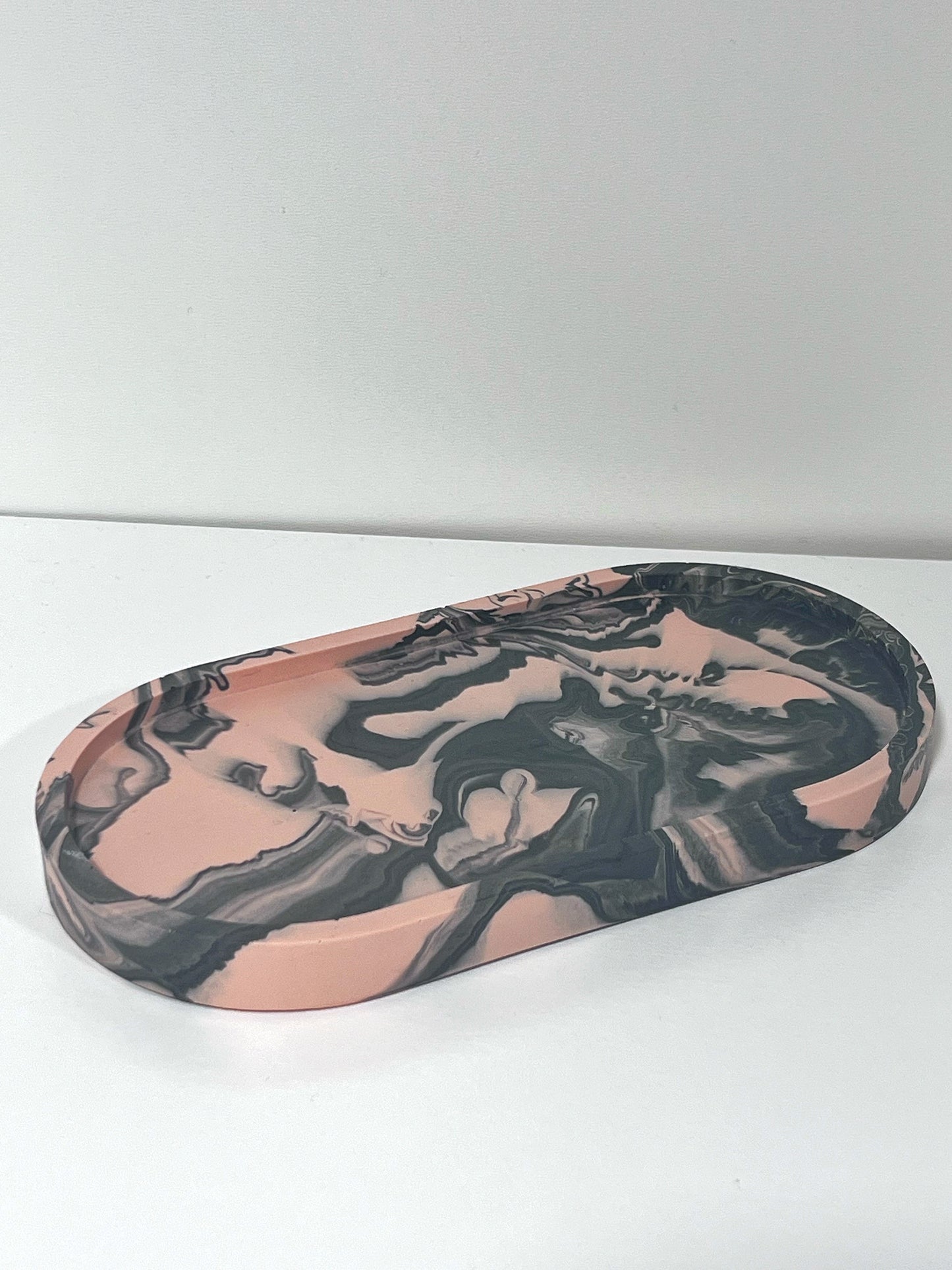 Marble Jesmonite Tray - Peach and Black