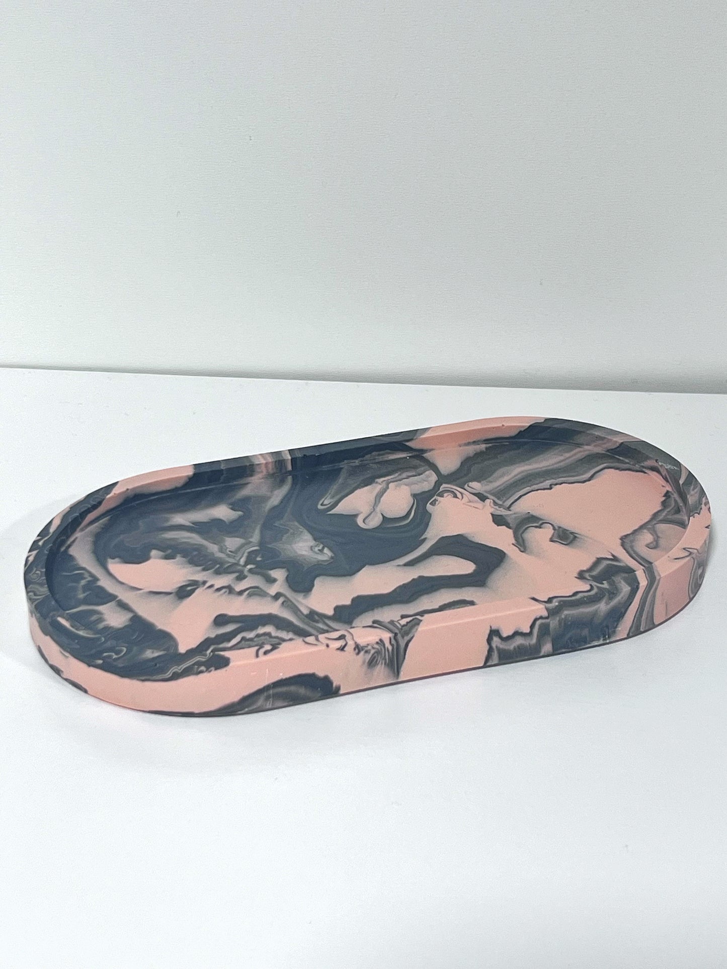 Marble Jesmonite Tray - Peach and Black