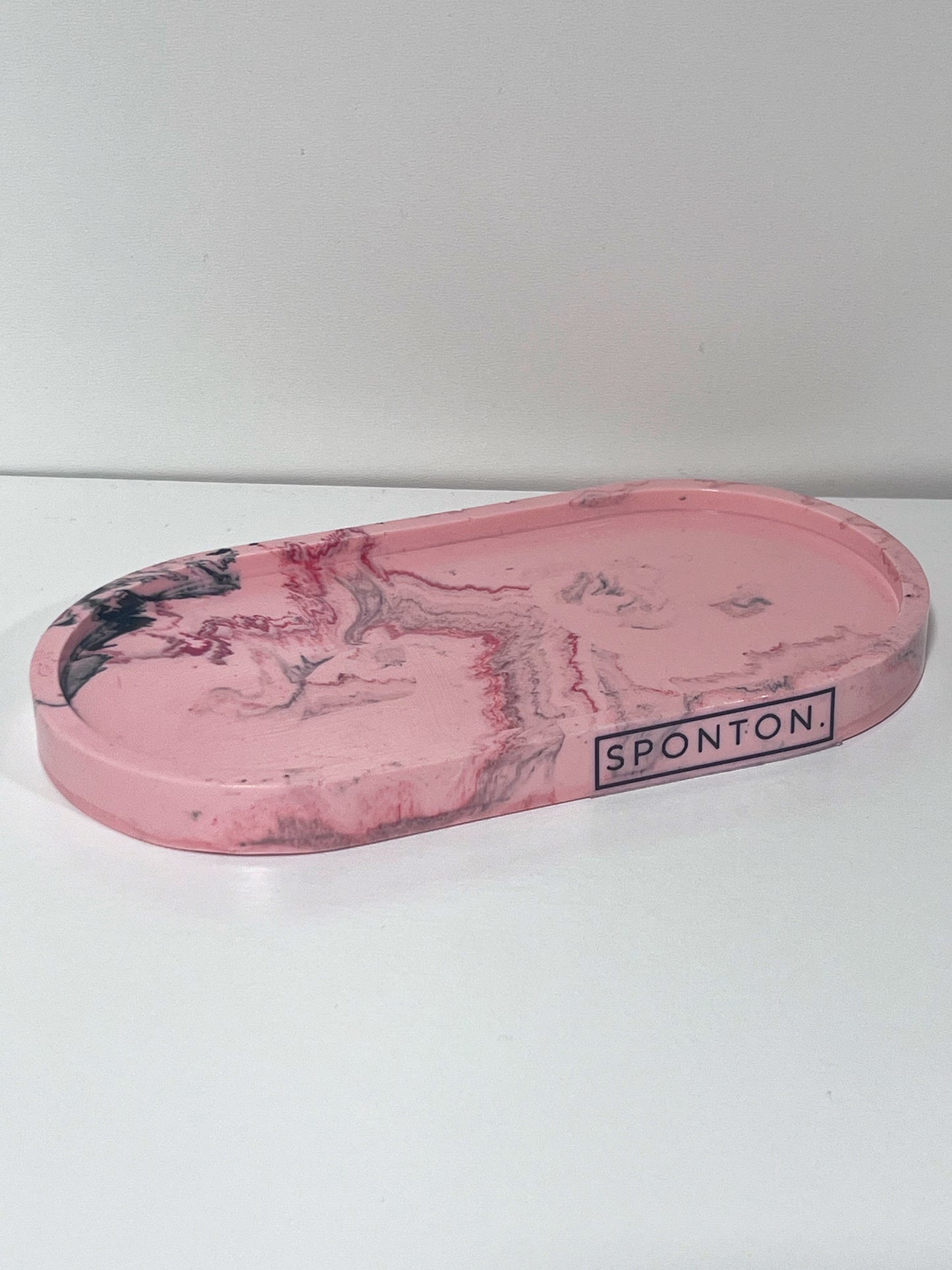 Marble Jesmonite Tray - Pink