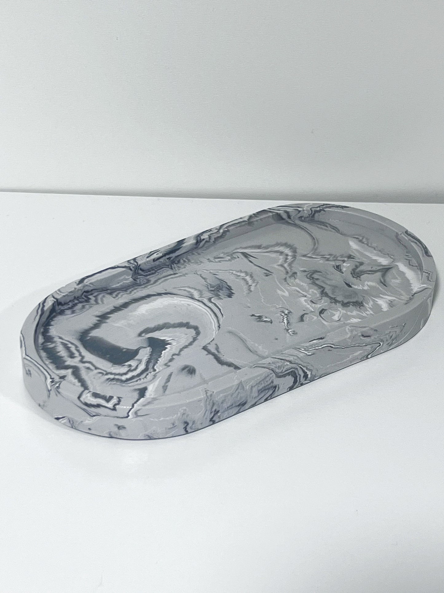 Marble Jesmonite Tray - Grey