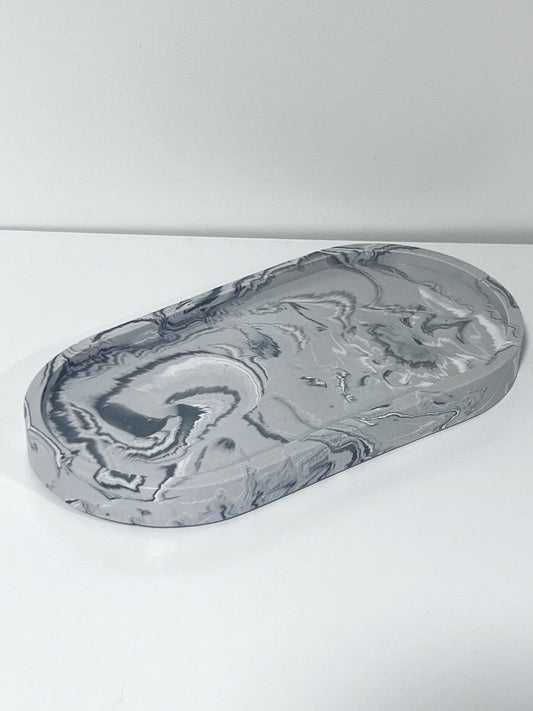 Marble Jesmonite Tray - Grey