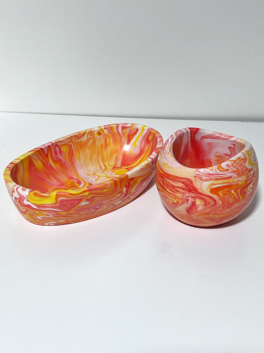 Marble Jesmonite Vessel Gift set - Volcanic